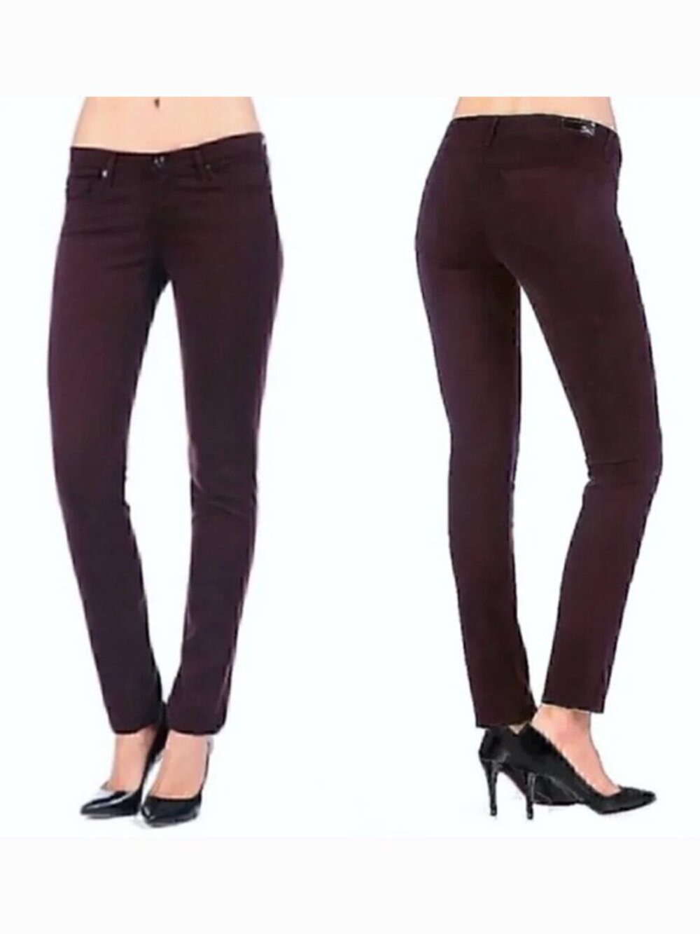 AG ADRIANO GOLDSCHMIED Brushed Sateen Stilt Cigarette Leg Plum Brown Skinny Jean
